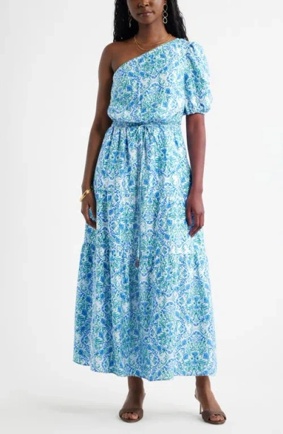 Chelsea28 One Shoulder Floral Print Maxi Dress In Blue