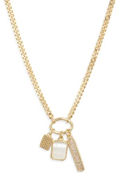 Chelsea28 Pavé Cubic Zirconia & Mother-of-pearl Charm Necklace In Gold