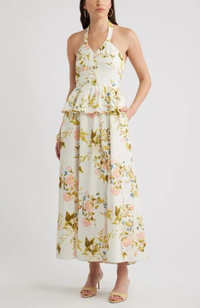 Chelsea28 Peplum Halter Dress In Multi