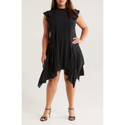Chelsea28 Pintuck Handkerchief Hem Dress In Black