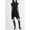 Chelsea28 Pintuck Shark Bite Hem Dress In Black