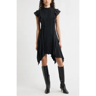 Chelsea28 Pintuck Shark Bite Hem Dress In Black