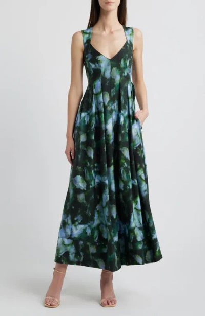 Chelsea28 Pleated Maxi Sundress In Blue Aura Dye