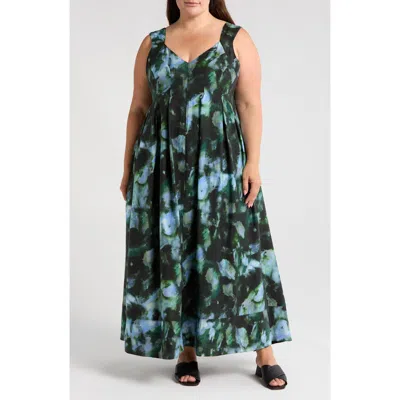 Chelsea28 Pleated Maxi Sundress In Blue Aura Dye