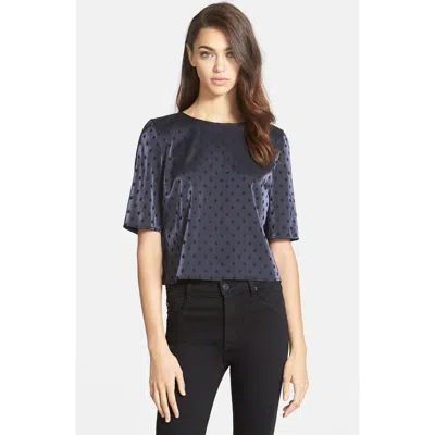 Chelsea28 Polka Dot Woven Top In Navy- Black Dot