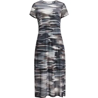 Chelsea28 Printed Mesh Midi Dress In Black Multi