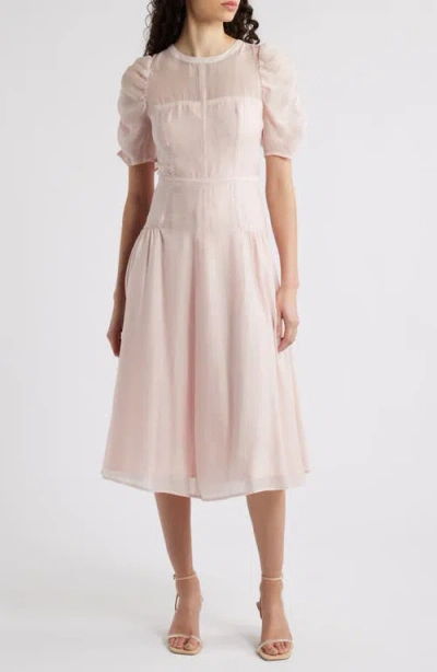 Chelsea28 Puff Sleeve Fit & Flare Midi Dress In Pink Sepia