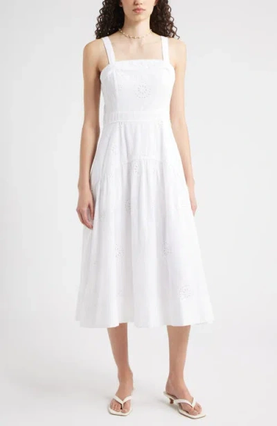 Chelsea28 Removable Strap Eyelet Embroidery Midi Dress
