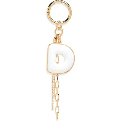 Chelsea28 Resin Initial Bag Charm In D- White- Gold