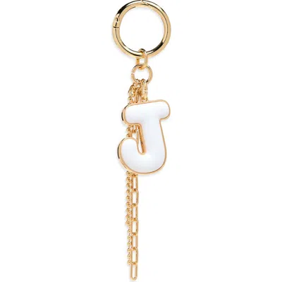 Chelsea28 Resin Initial Bag Charm In J- White- Gold
