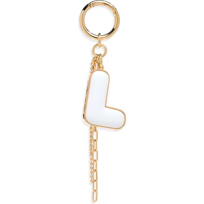 Chelsea28 Resin Initial Bag Charm In L- White- Gold