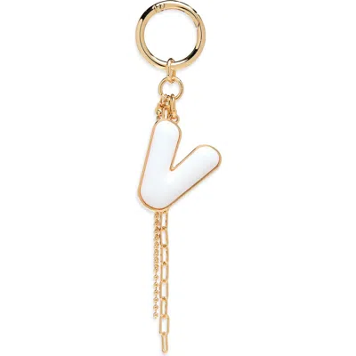 Chelsea28 Resin Initial Bag Charm In V- White- Gold