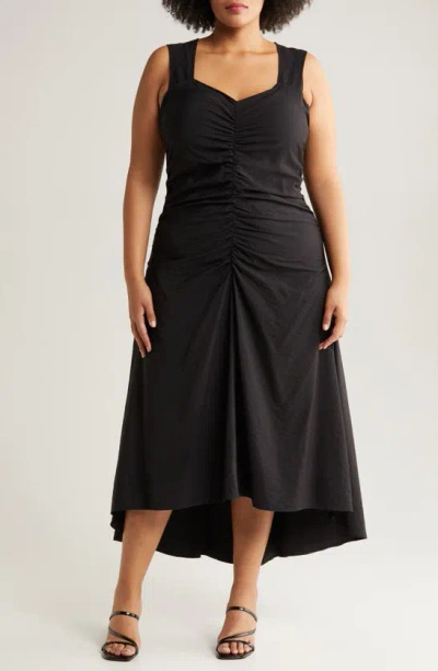 Chelsea28 Ruched High-low Maxi Dress In Black