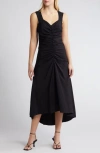 Chelsea28 Ruched High-low Midi Dress In Black