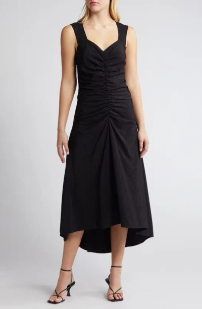Chelsea28 Ruched High-low Midi Dress In Black