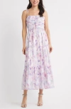 Chelsea28 Ruched Metallic Maxi Dress In Pink