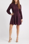 Chelsea28 Ruffle Collar Embroidered Long Sleeve Dress In Animal Print