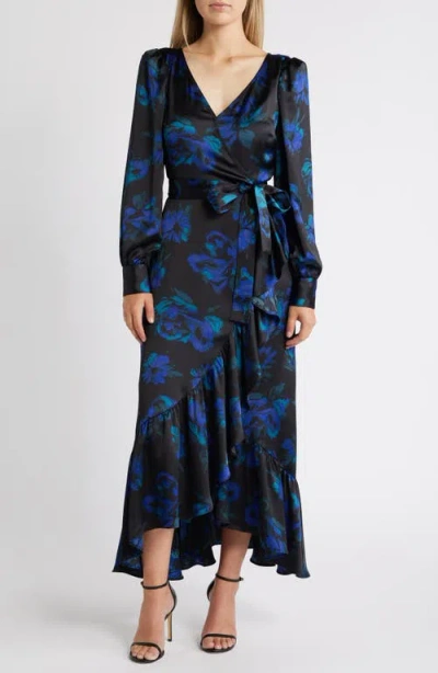 Chelsea28 Ruffle Long Sleeve Faux Wrap Maxi Dress In Multi
