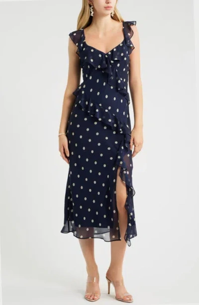 Chelsea28 Ruffle Midi Dress In Blue
