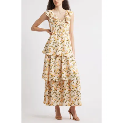 Chelsea28 Ruffle Neck Tiered Maxi Dress