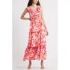 Chelsea28 Ruffle Neck Tiered Maxi Dress