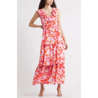 Chelsea28 Ruffle Neck Tiered Maxi Dress