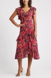 Chelsea28 Ruffle Tiered Chiffon Midi Dress In Multi