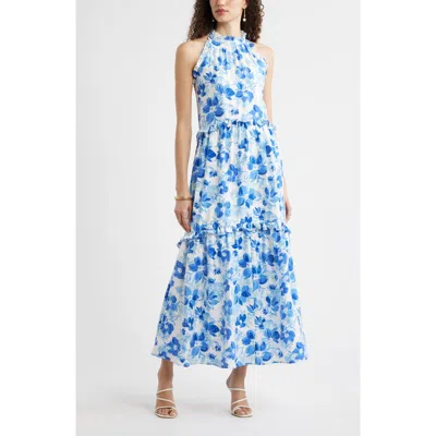 Chelsea28 Ruffle Trim Sleeveless Maxi Dress In Blue