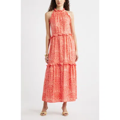 Chelsea28 Ruffle Trim Sleeveless Maxi Dress In Red