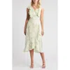 Chelsea28 Ruffle Wrap Midi Dress In Green- Ivory Sketch Tropic