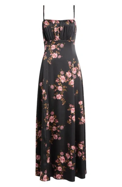 Chelsea28 Satin Cocktail Maxi Dress In Black