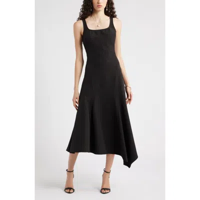 Chelsea28 Seam Detail Asymmetric Midi Dress In Black