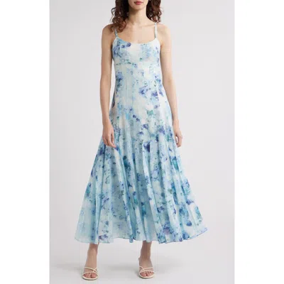 Chelsea28 Seamed Sleeveless Maxi Dress In Blue Light Sponge Paint