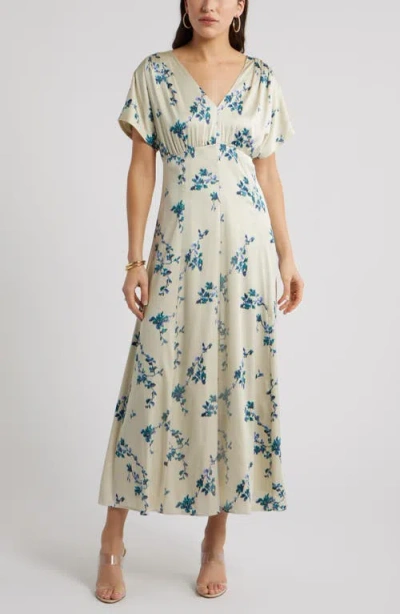 Chelsea28 Seamed Stretch Satin Maxi Dress In Neutral