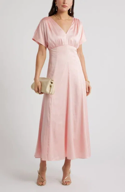 Chelsea28 Seamed Stretch Satin Maxi Dress In Pink