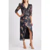 Chelsea28 Sequin Print Puff Shoulder Long Sleeve Gown
