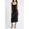 Chelsea28 Sequin Tie Shoulder Midi Dress In Black