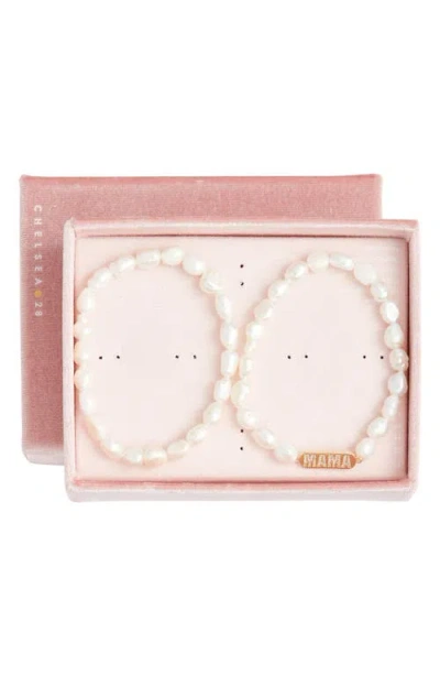 Chelsea28 Set Of 2 Beaded Mama Faux Pearl Stretch Bracelets In Metallic