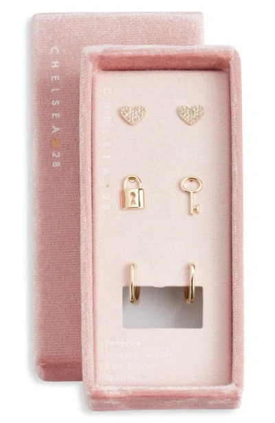 Chelsea28 Set Of 3 Demi Fine Stud & Huggie Hoop Earrings In Purple