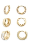 Chelsea28 Set Of 3 Huggie Hoop Earrings In Gold