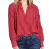 Chelsea28 Shirred Split Neck Blouse In Pink