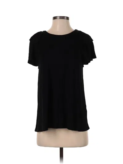 Pre-owned Chelsea28 Short Sleeve Top Black Ruffles Neckline Tops