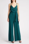 Chelsea28 Side Tie Wide Leg Jumpsuit In Green Ponderosa
