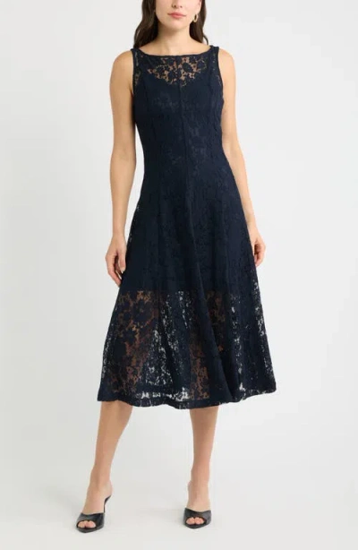 Chelsea28 Sleeveless Fit & Flare Lace Midi Dress In Navy Night