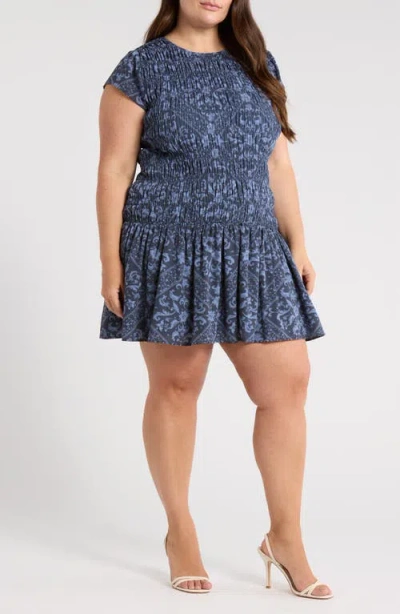 Chelsea28 Smocked Bodice Drop Waist Dress In Blue