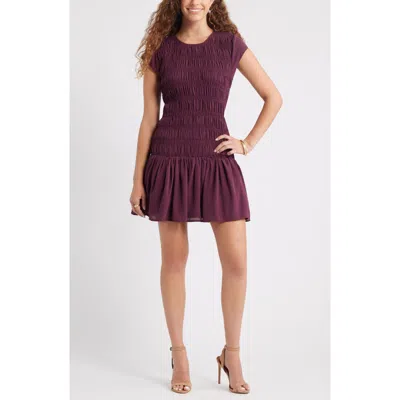 Chelsea28 Smocked Minidress In Burgundy