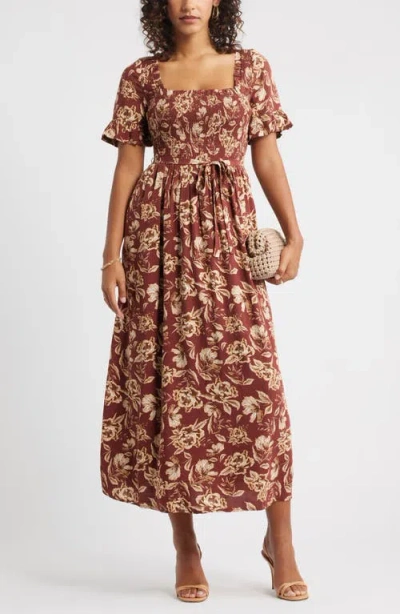 Chelsea28 Smocked Ruffle Bodice Maxi Dress In Multi