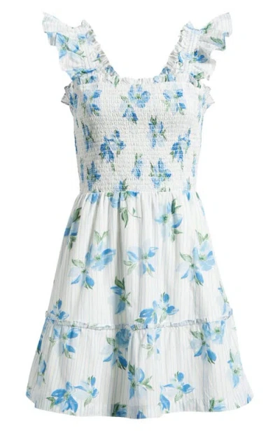 Chelsea28 Smocked Tiered Cotton Ruffle Trim Minidress In White