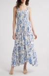 Chelsea28 Smocked Tiered Maxi Dress In Blue