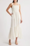 Chelsea28 Smocked Tiered Maxi Dress In Ivory Cloud